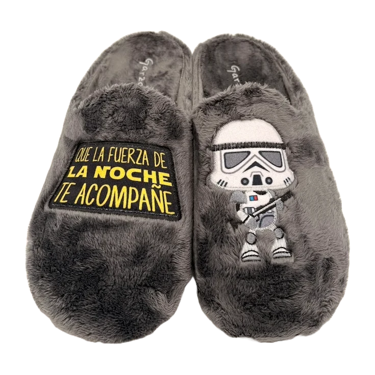 HOMBRE ZAPATILLAS DE ESTAR POR CASA MONTLIS (B. FRASE / ROBOT) GRIS OSC.
