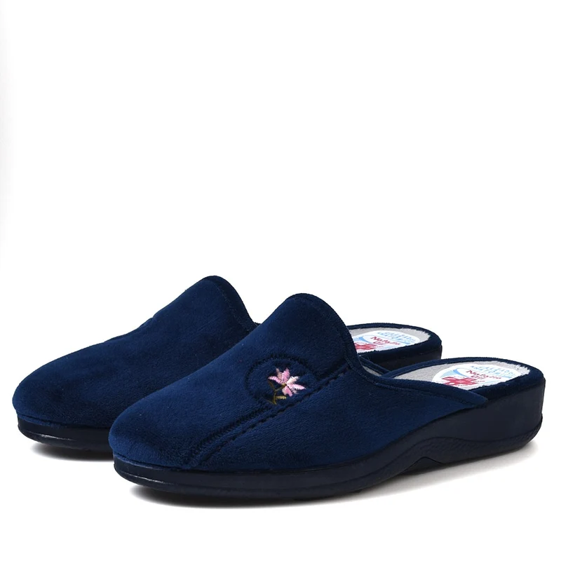 Zapatillas de Casa Natalia Gil Flor Bordada 102 Marino