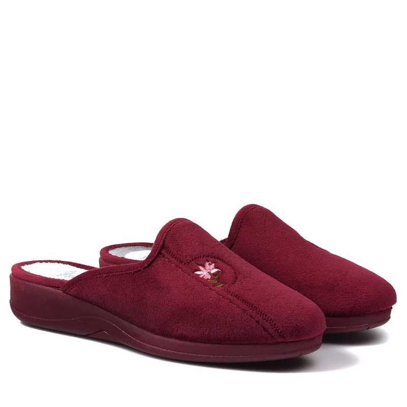 Zapatillas de Casa Natalia Gil Flor Bordada 102 Burdeos