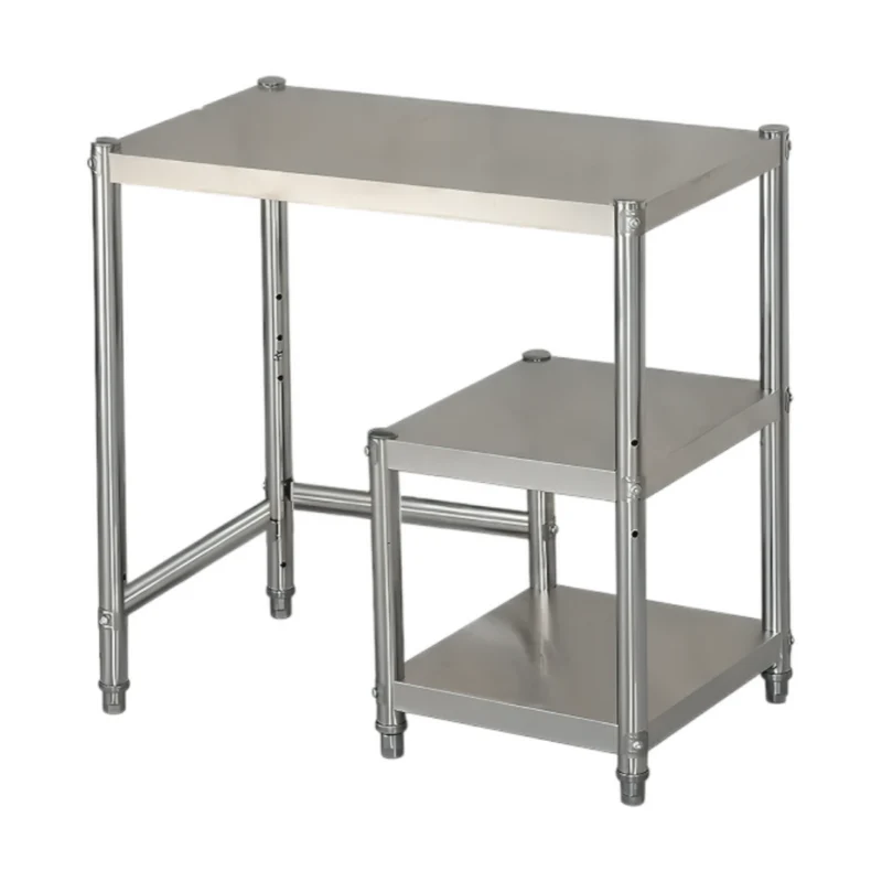 Miomu Mesa de Trabajo Multiuso en Acero Inoxidable con Repisa