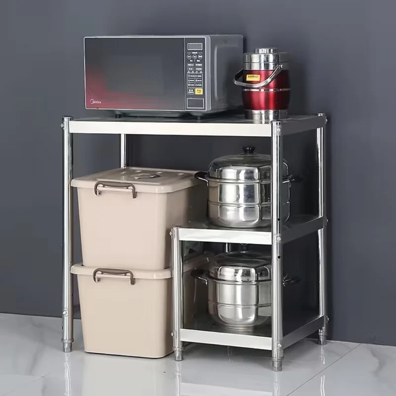 Miomu Mesa de Trabajo Multiuso en Acero Inoxidable con Repisa