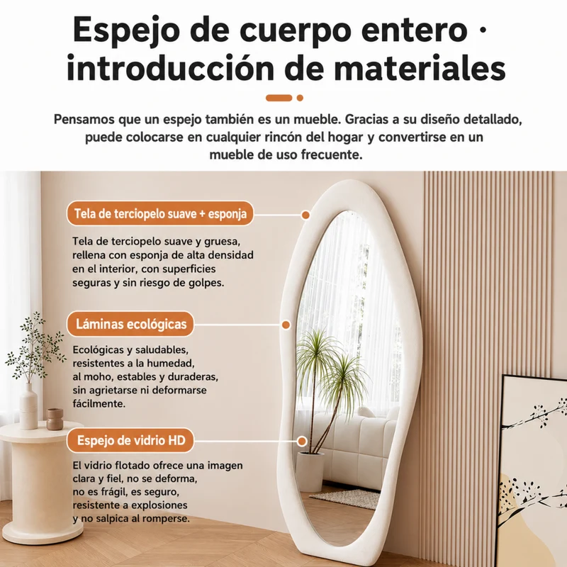 Miomu Espejo de Cuerpo Entero Acolchado
