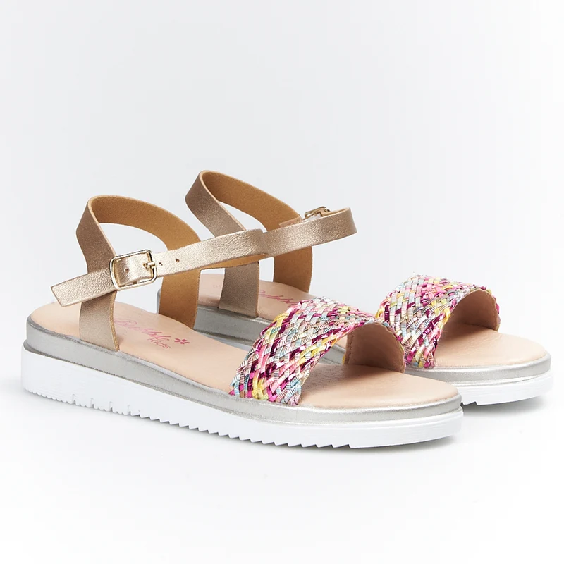 Sandalias Bubble Kids Cuñita Colores A2850 Oro