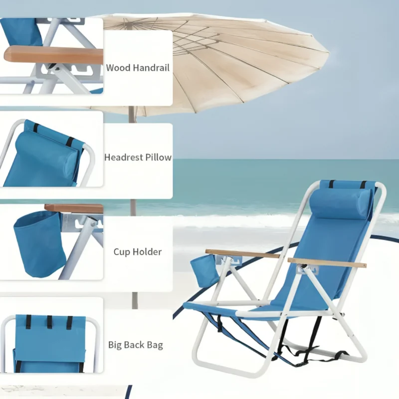 Miomu Silla Asoleadora Plegable Portátil con Bolso Integrado