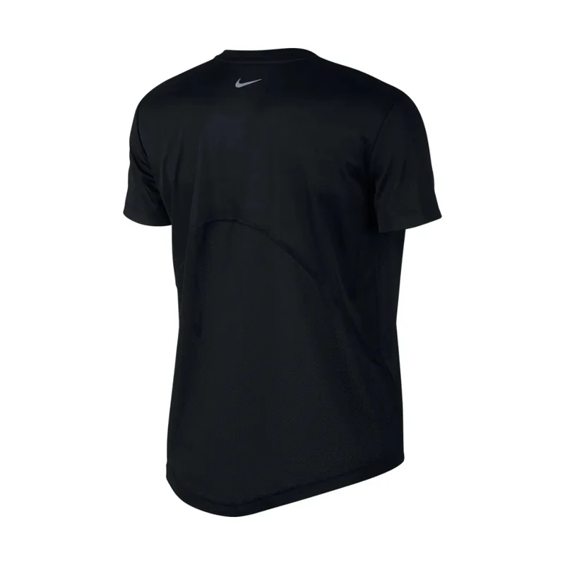 Nike Camiseta Manga Corta Miler Negro, para Mujer