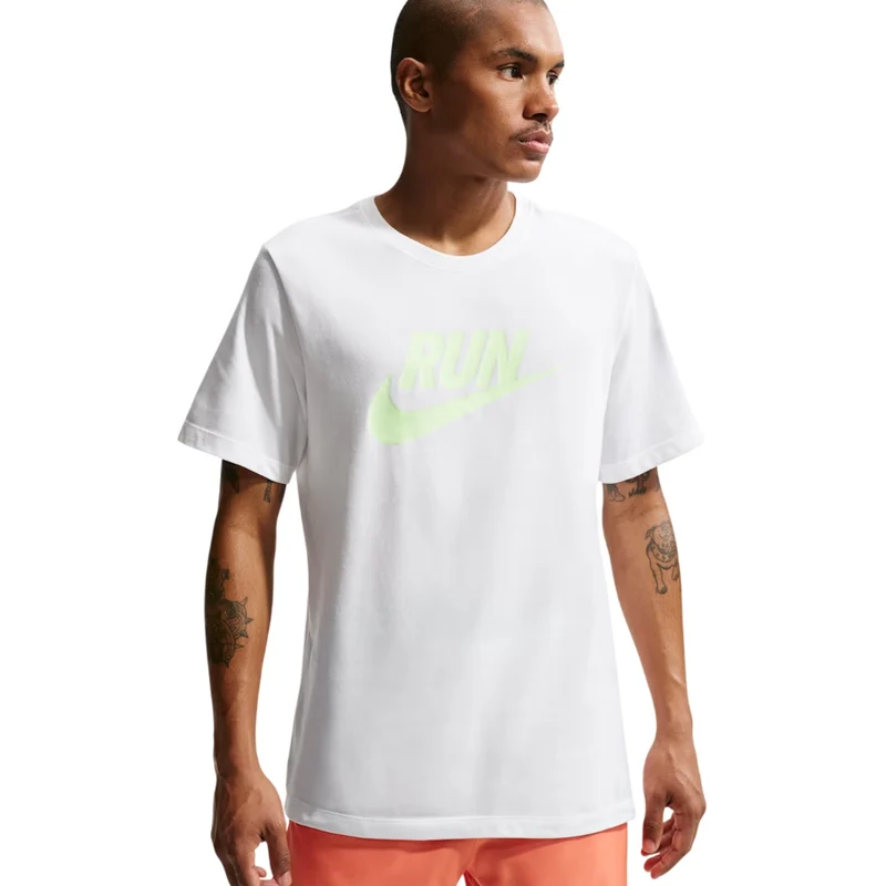 Nike Camiseta Deportiva Dri-FIT Run Swoosh Blanco, para Hombre