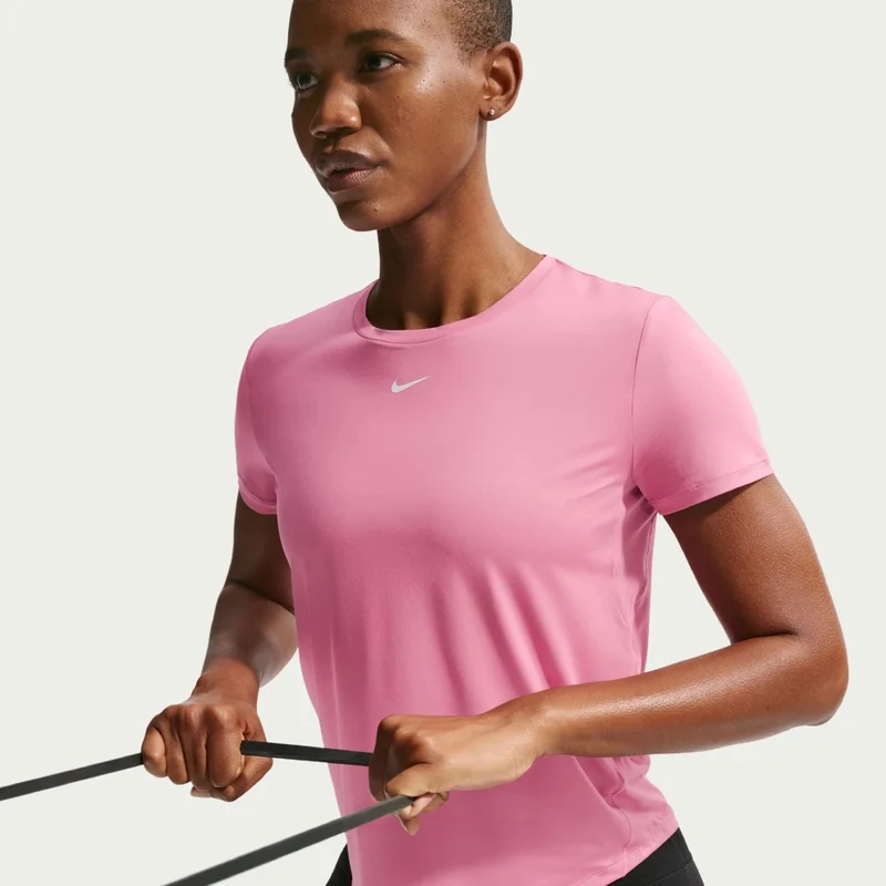 Nike Camiseta Deportiva Manga Corta One Classic Rosado, para Mujer
