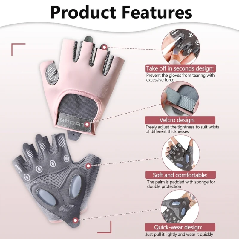 Miomu Guantes de Entrenamiento Antideslizantes, Rosa