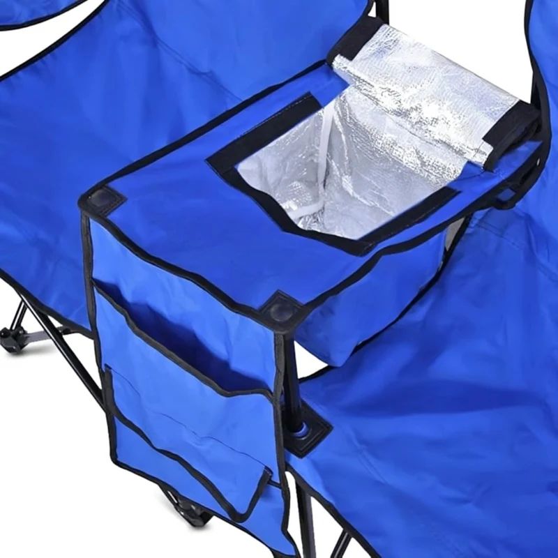 Miomu Silla Plegable Doble con Sombrilla y Compartimiento de Bebidas para Exteriores