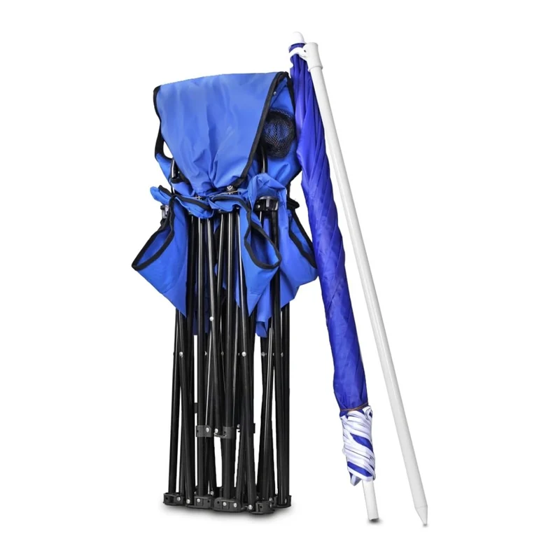 Miomu Silla Plegable Doble con Sombrilla y Compartimiento de Bebidas para Exteriores