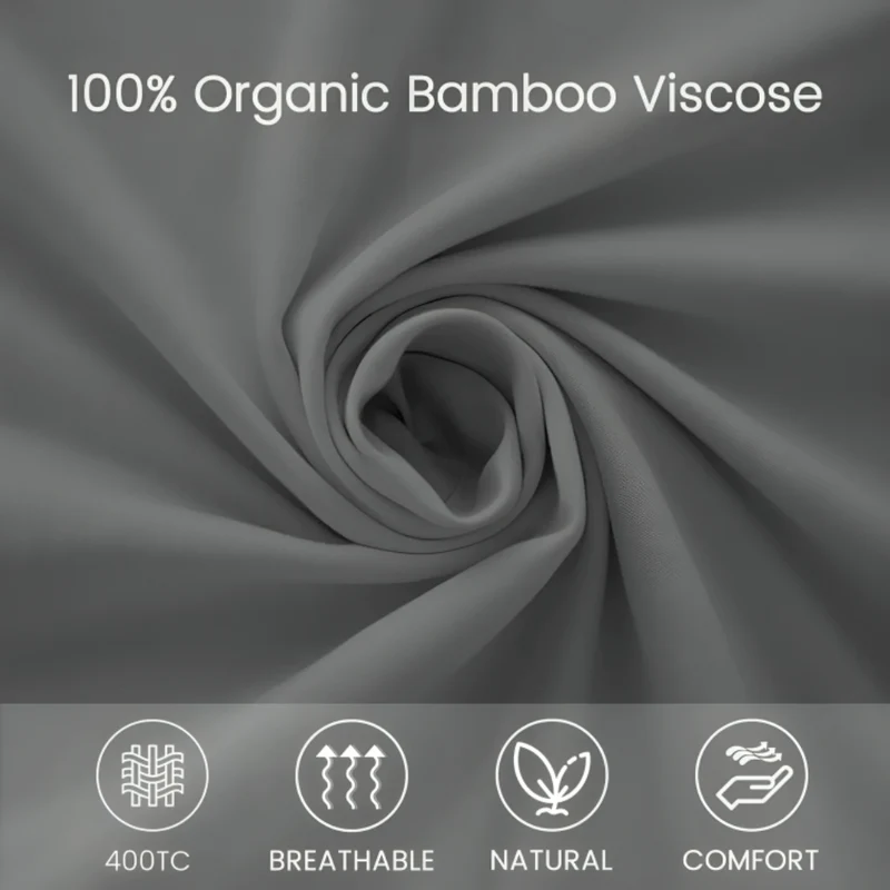 Miomu Sábana Fría con Tecnología de Fibras de Bambú y Dos Fundas, Gris Oscuro