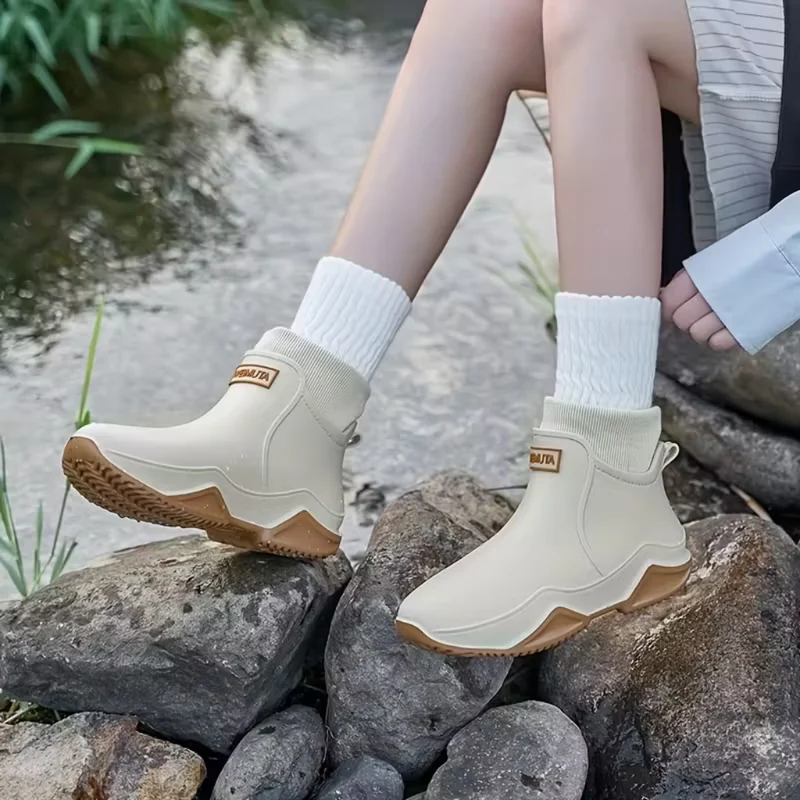 Miomu Botines Acolchados para Lluvia, Color Beige