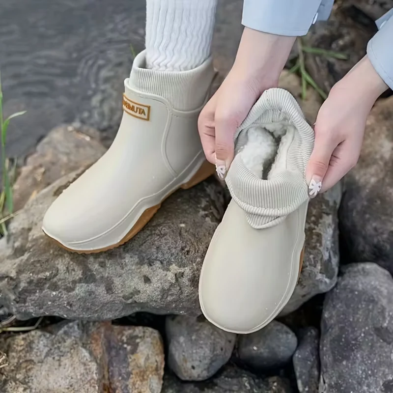 Miomu Botines Acolchados para Lluvia, Color Beige