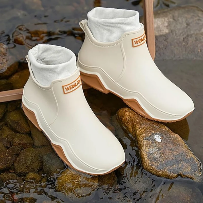 Miomu Botines Acolchados para Lluvia, Color Beige