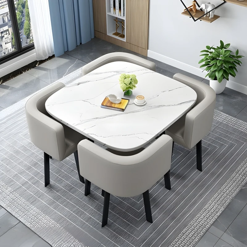 Miomu Juego de Comedor Pequeño de 4 Puestos, Cuadrado