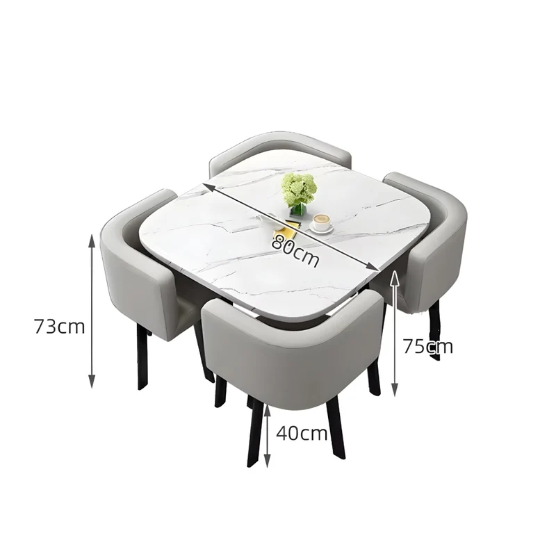 Miomu Juego de Comedor Pequeño de 4 Puestos, Cuadrado