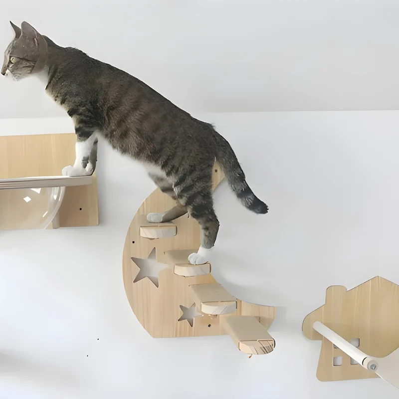 Miomu Luna Escalador y Rascador para Gatos, Montable a la Pared