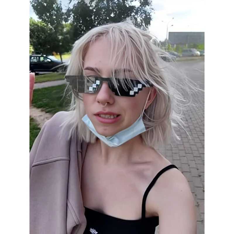 Miomu Lentes Cómicos Pixelados Thug Life