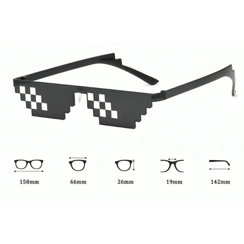 Miomu Lentes Cómicos Pixelados Thug Life