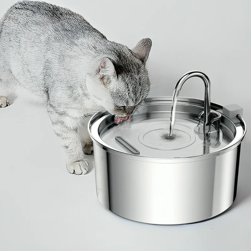 Miomu Fuente de Agua para Mascotas de Acero Inoxidable
