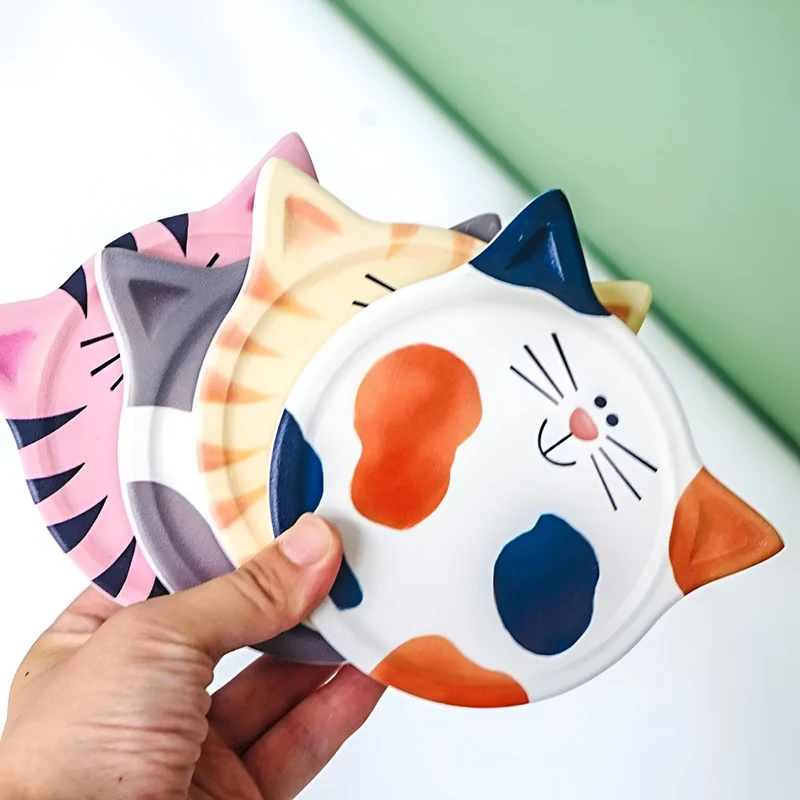 Miomu Set Posavasos de Cerámica, Diseño Cara de Gato