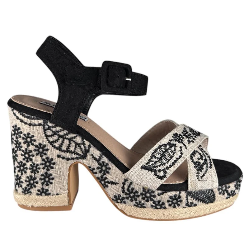 Sandalias de Esparto Mandarina Brígida Negro
