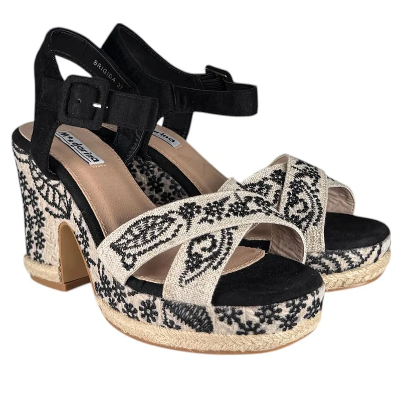 Sandalias de Esparto Mandarina Brígida Negro