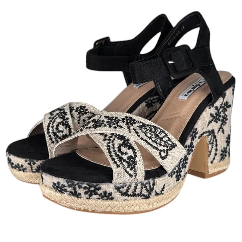 Sandalias de Esparto Mandarina Brígida Negro