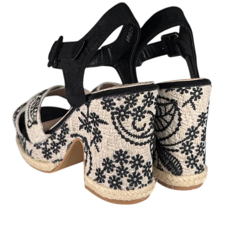 Sandalias de Esparto Mandarina Brígida Negro