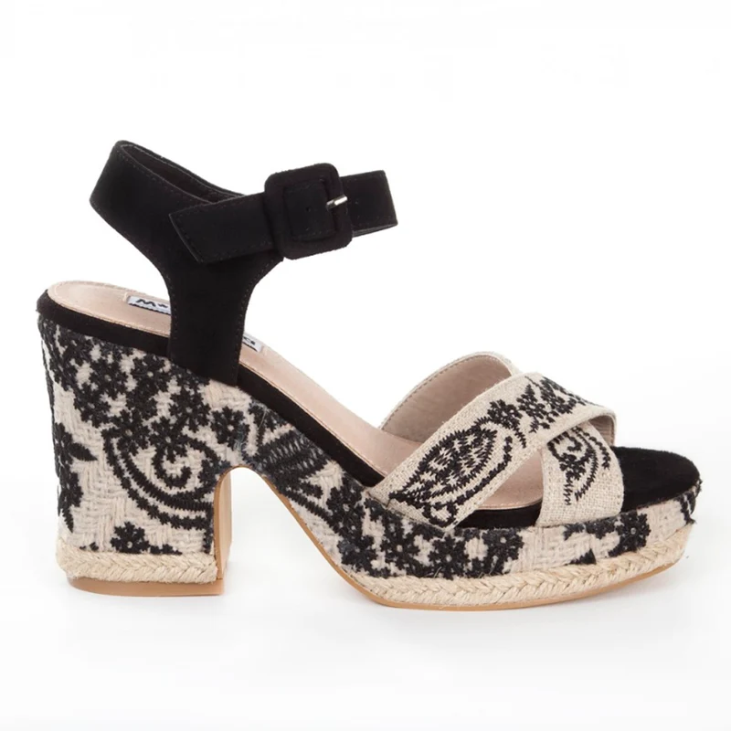Sandalias de Esparto Mandarina Brígida Negro