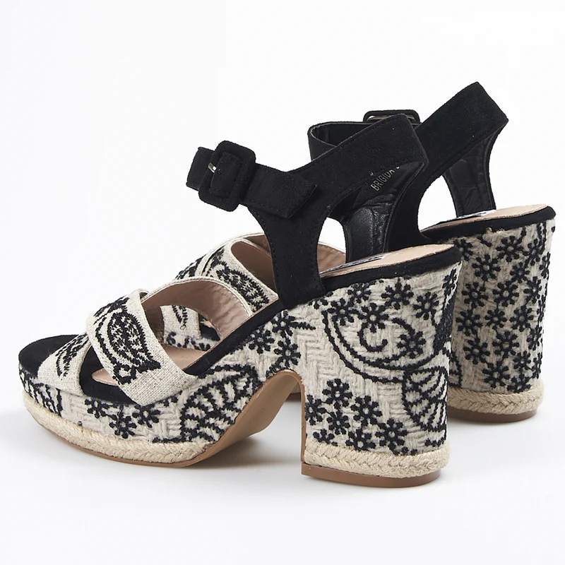 Sandalias de Esparto Mandarina Brígida Negro