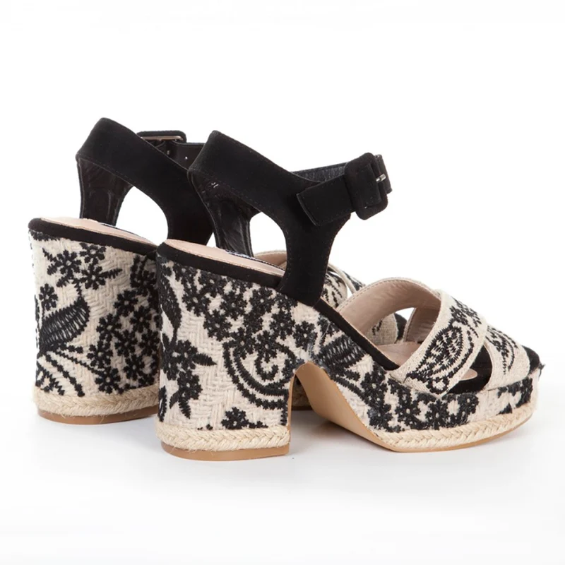 Sandalias de Esparto Mandarina Brígida Negro