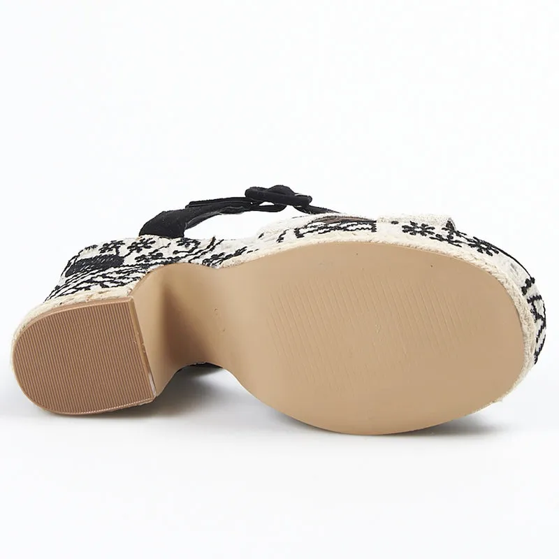 Sandalias de Esparto Mandarina Brígida Negro