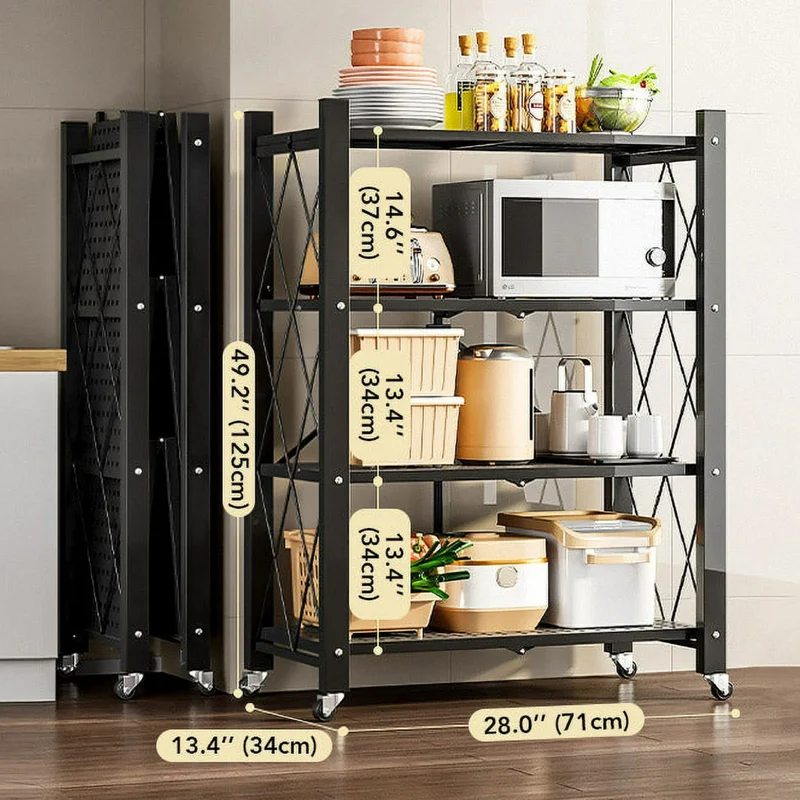 Miomu Estantería de Cocina Plegable de 4 Niveles