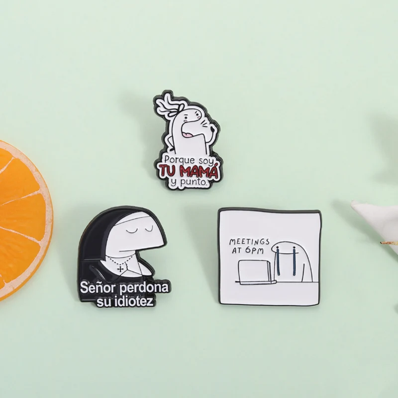 Miomu Pin Esmaltado Flork con Frases Graciosas para Bolsos y Chaquetas
