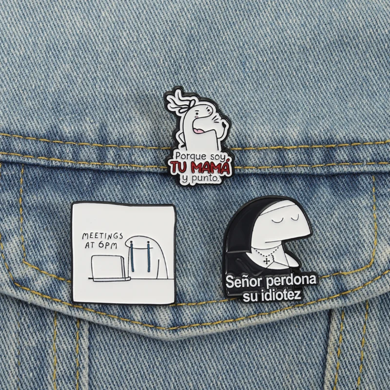 Miomu Pin Esmaltado Flork con Frases Graciosas para Bolsos y Chaquetas