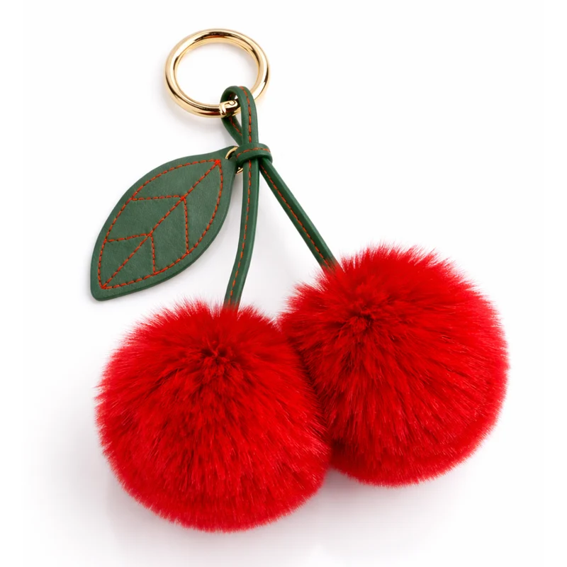 Miomu Llavero Pom Pom de Peluche, Diseño Cereza