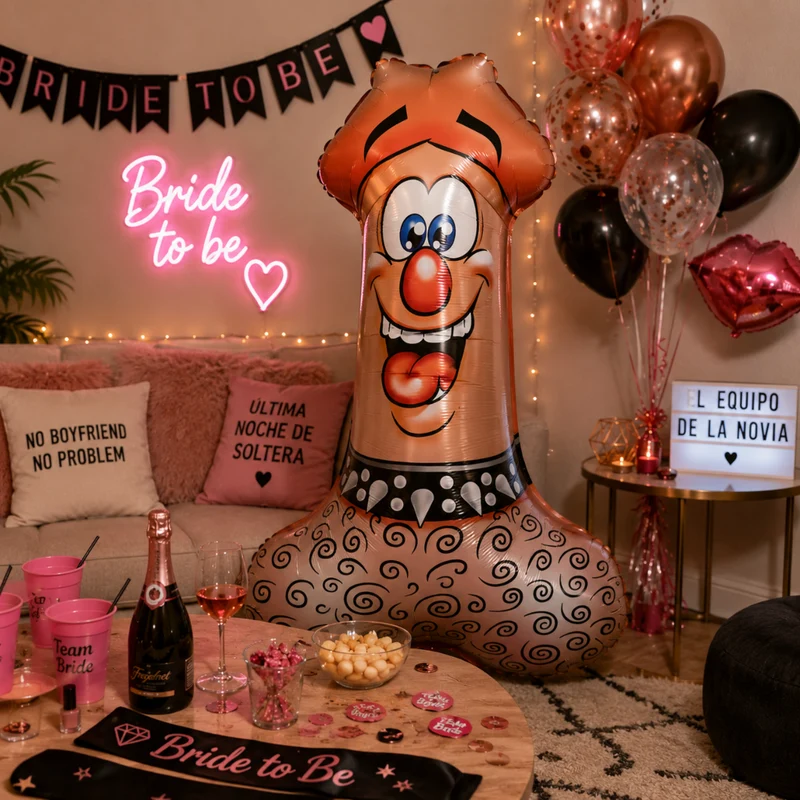 Miomu Globo Metálico para Fiestas, Diseño Penis Punckero