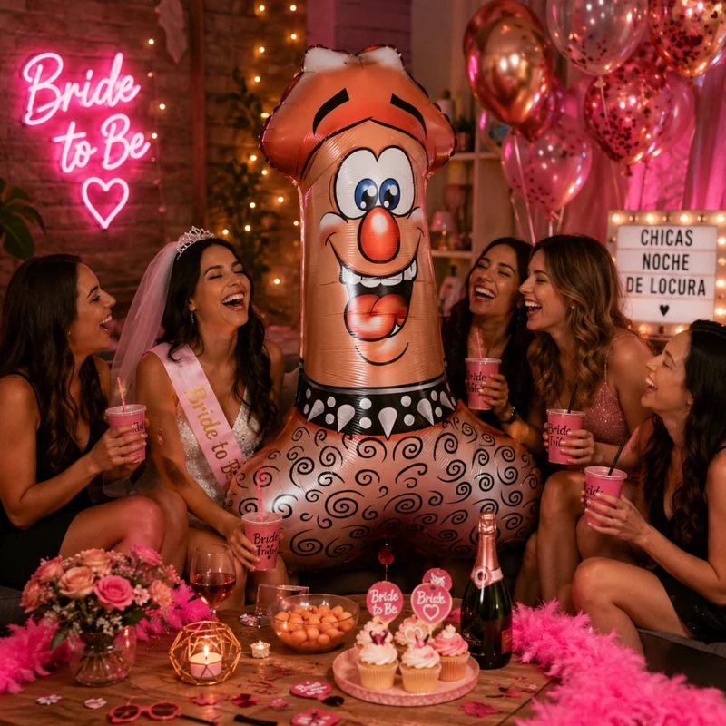 Miomu Globo Metálico para Fiestas, Diseño Penis Punckero