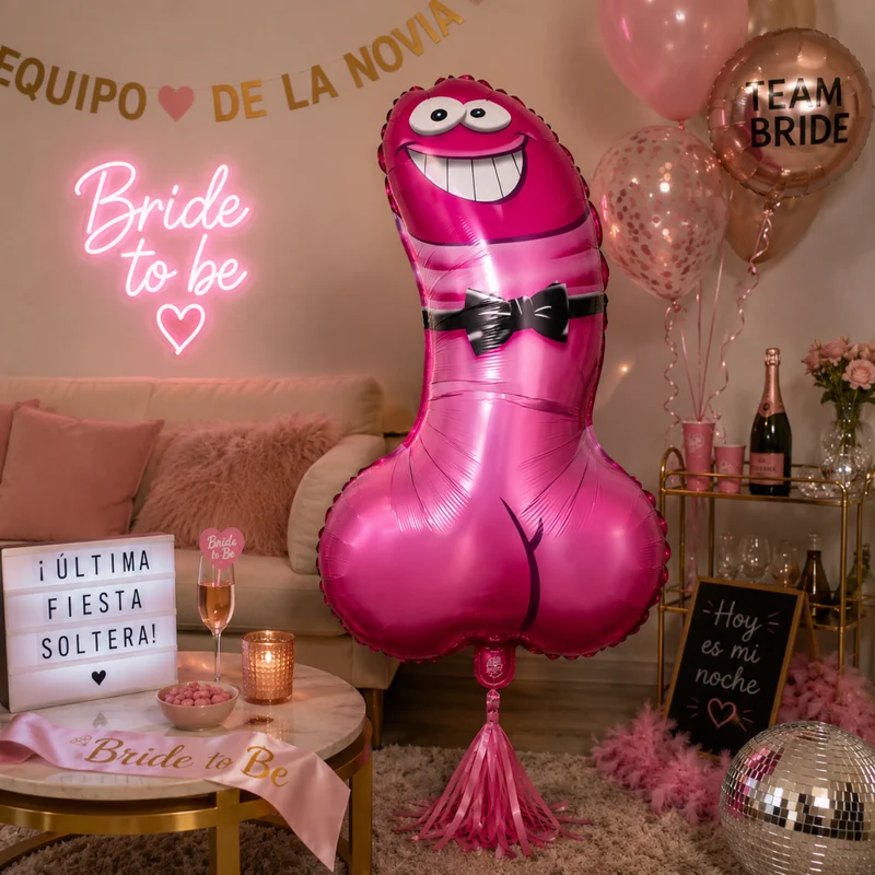 Miomu Globo Metálico para Fiestas, Diseño Penis Elegante