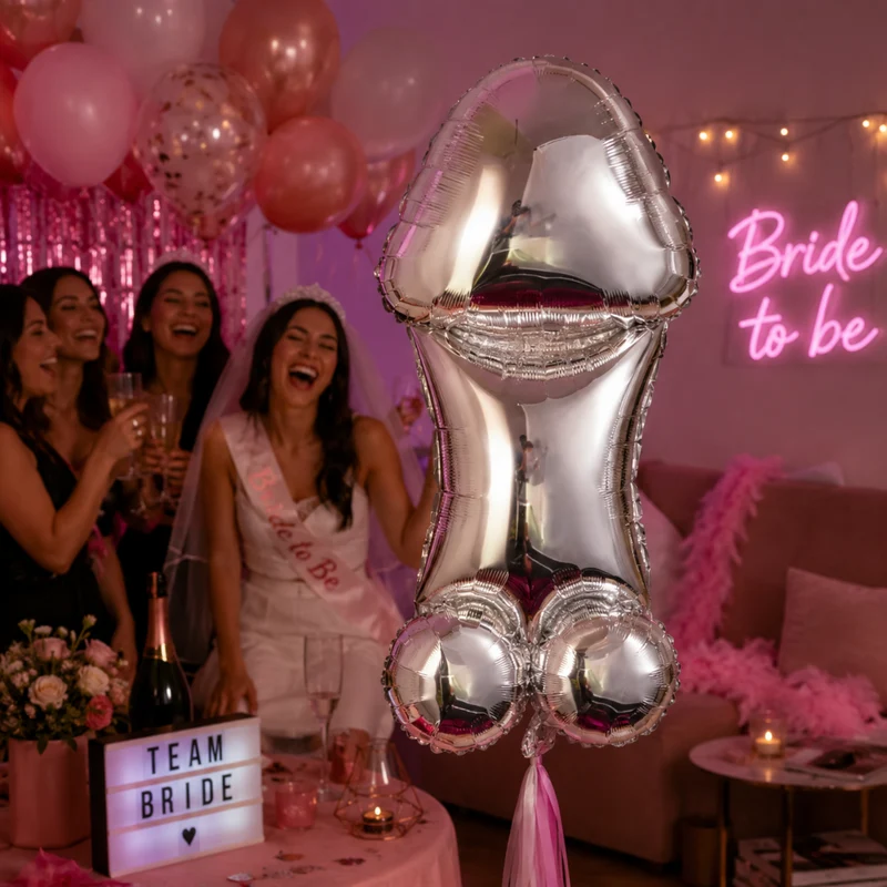 Miomu Globo Metálico para Fiestas, Diseño Penis