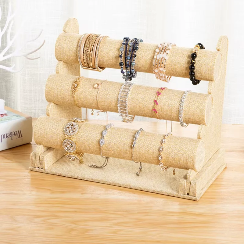 Miomu Exhibidor de Pulseras de Terciopelo con 3 Niveles Tipo T-Bar