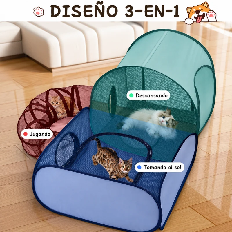Miomu Corral Plegable para Mascotas con Túnel
