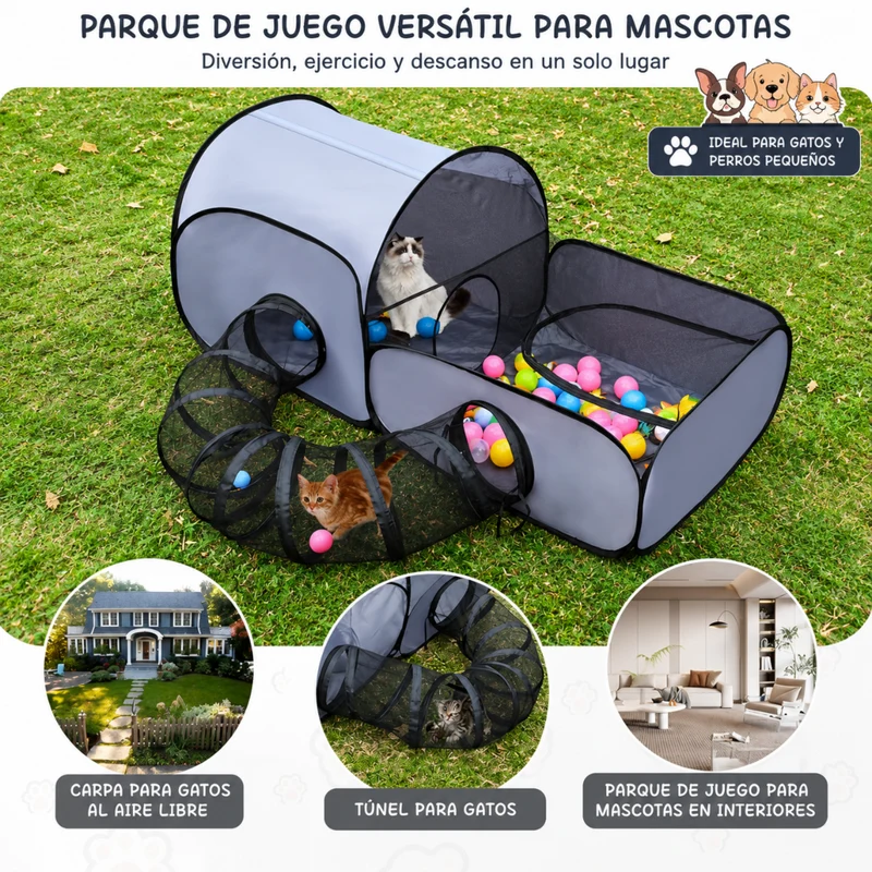 Miomu Corral Plegable para Mascotas con Túnel
