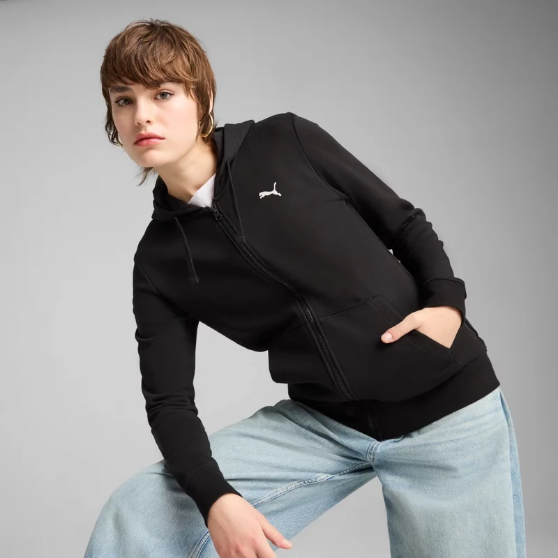 Puma Sudadera con Capucha Essentials Full-Zip Negro, para Mujer