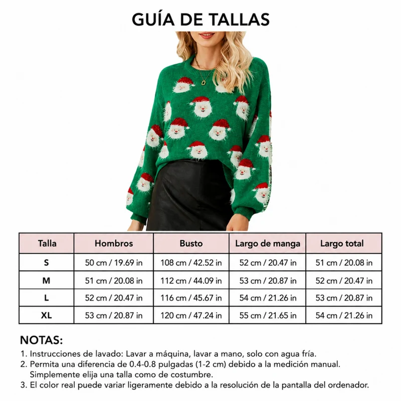 Miomu Suéter Navideño para Mujer, Bosque de Santa