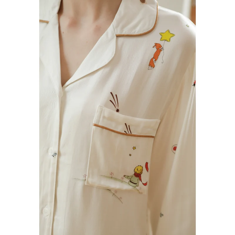 Miomu Pijama de 2 Piezas de Algodón Satinado La Rosa y El Silencio