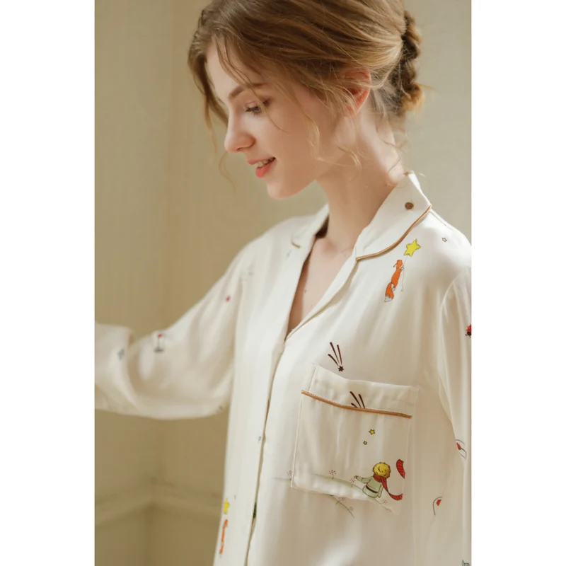 Miomu Pijama de 2 Piezas de Algodón Satinado La Rosa y El Silencio
