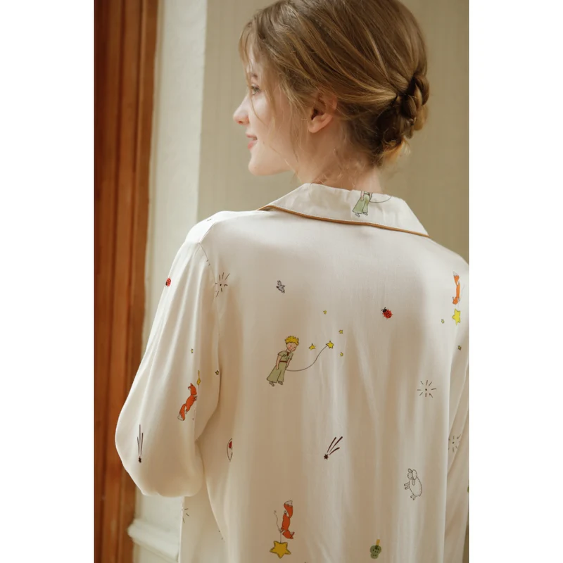 Miomu Pijama de 2 Piezas de Algodón Satinado La Rosa y El Silencio