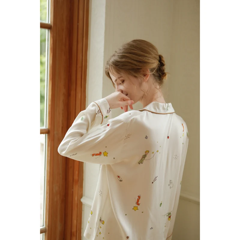 Miomu Pijama de 2 Piezas de Algodón Satinado La Rosa y El Silencio